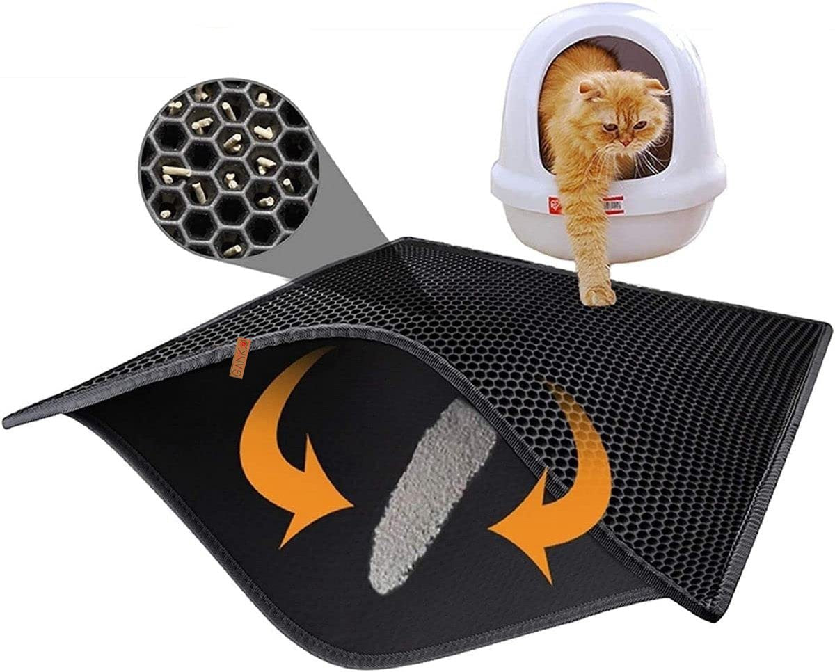 Tobeyz Cat Litter Mat Double Layer Black - Grit Catcher with Filter
