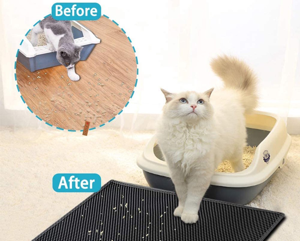 Tobeyz Cat Litter Mat Double Layer Black - Grit Catcher with Filter