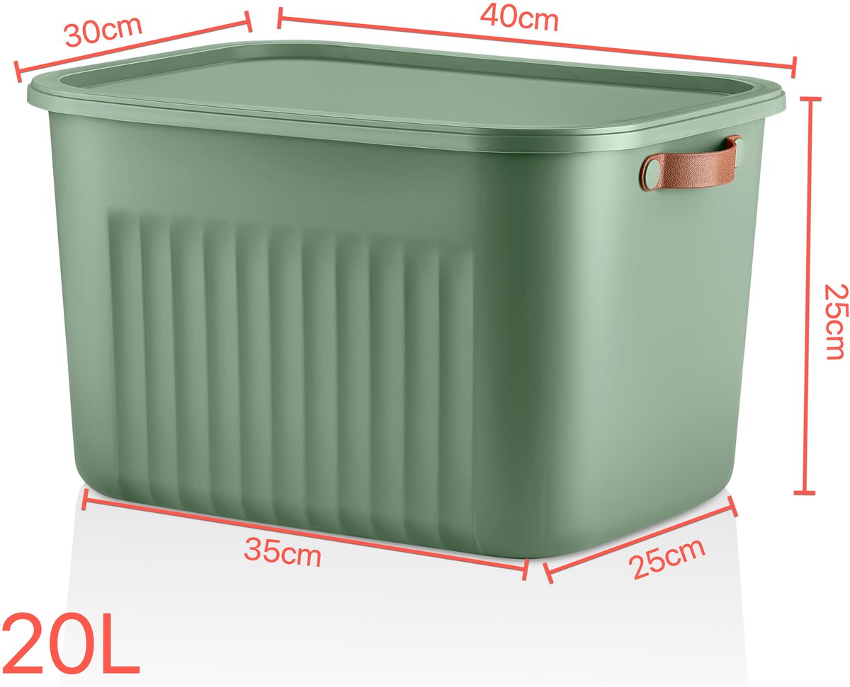 Tobeyz 20L BPA-Free Stackable Storage Bins with Lids - Green 3-Pack