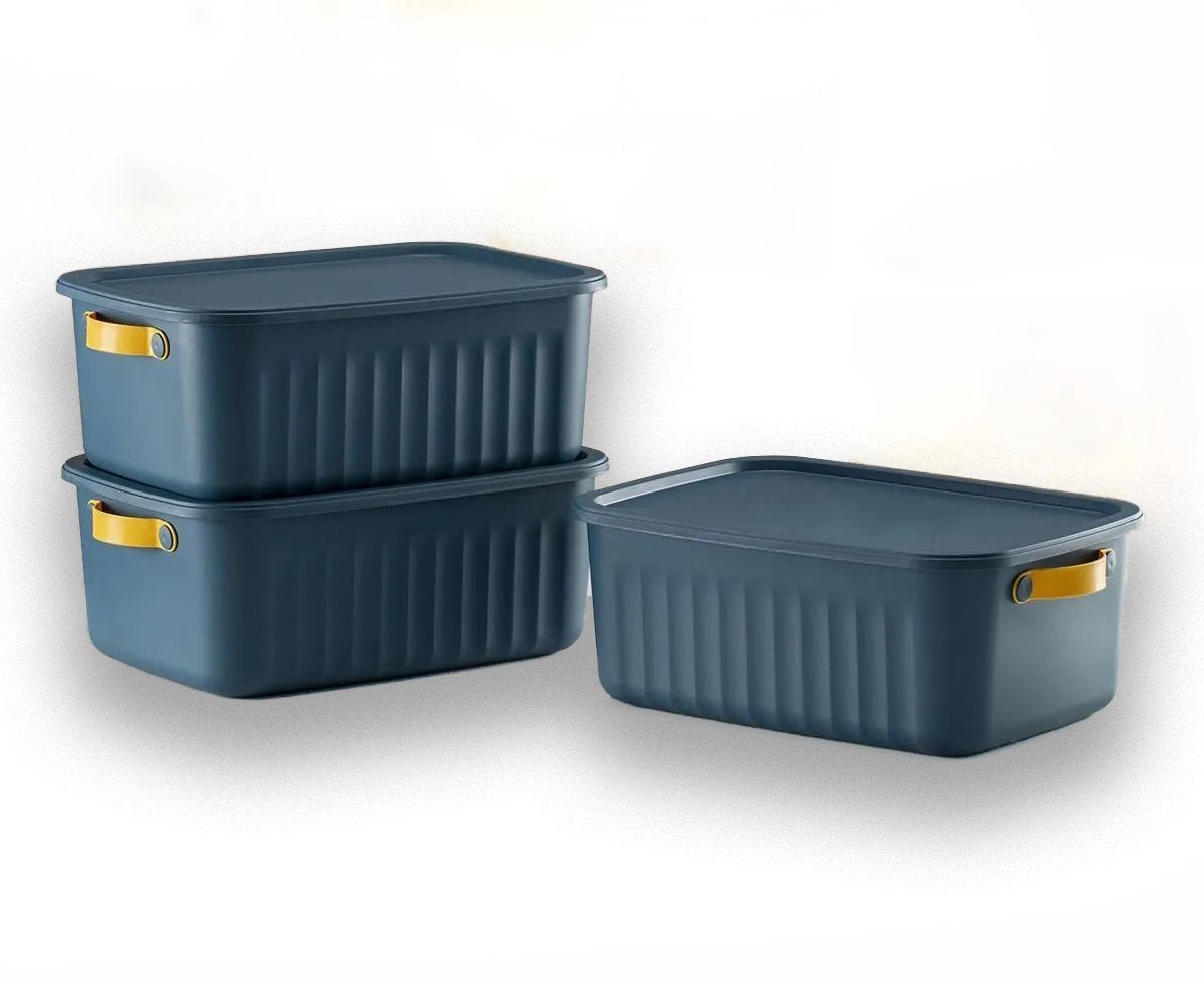 Tobeyz 3-Pack 10L Multi-Purpose Organizer Boxes with Lids - Navy Decorative Storage Containers