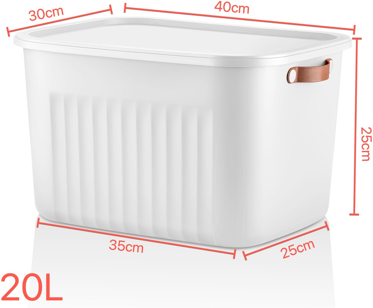 Tobeyz 20L BPA-Free Stackable Storage Bins with Lids - White 3-Pack