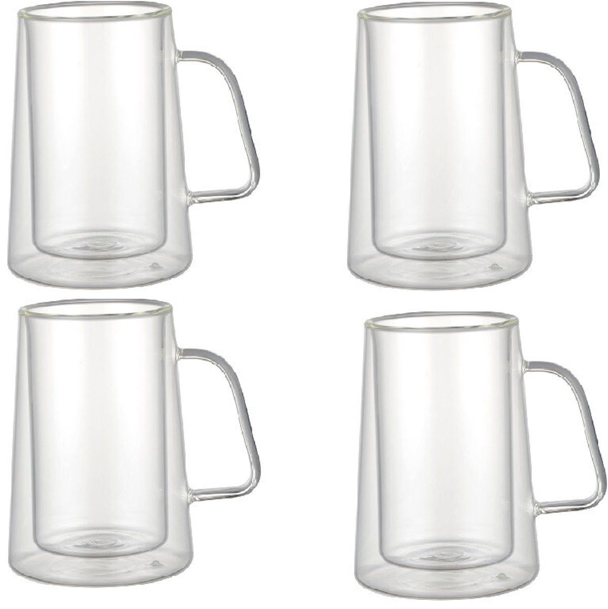 Schafer Latte Macchiato Glasses 300ml - Double Wall Glass with Handle - Transparent Set of 4 - Insulated Coffee Glasse