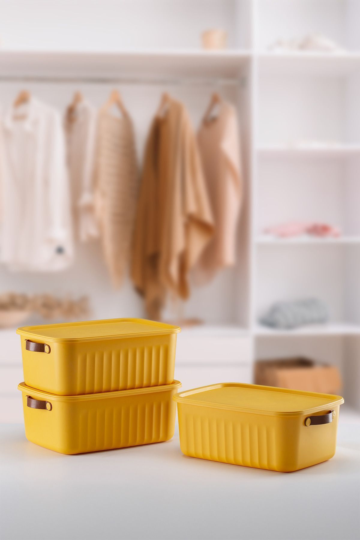 Tobeyz 3-Pack 10L Multi-Purpose Organizer Boxes with Lids - Decorative Storage Containers