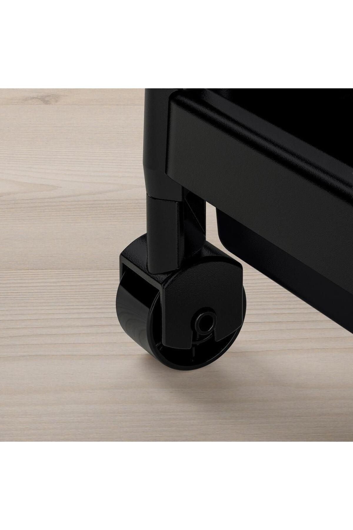 Tobeyz Black 4-Tier Rolling Storage Cart - Kitchen Bathroom Office Organizer