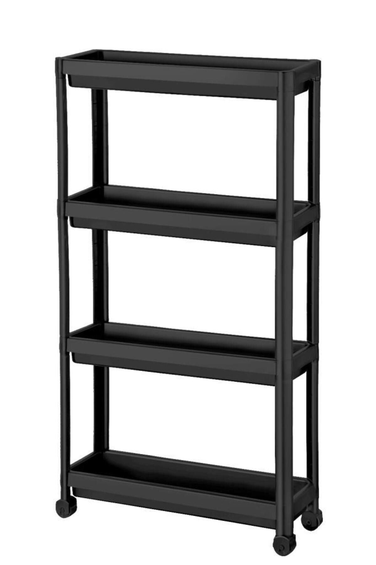 Tobeyz Black 4-Tier Rolling Storage Cart - Kitchen Bathroom Office Organizer