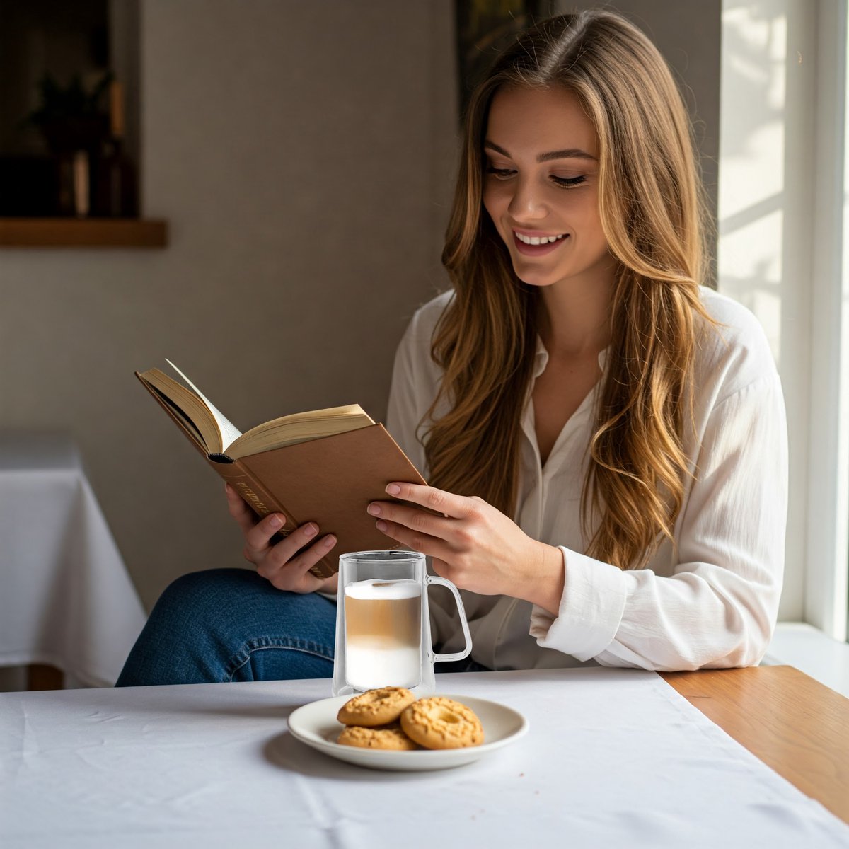 Schafer Latte Macchiato Glasses 300ml - Double Wall Glass with Handle - Transparent Set of 4 - Insulated Coffee Glasse