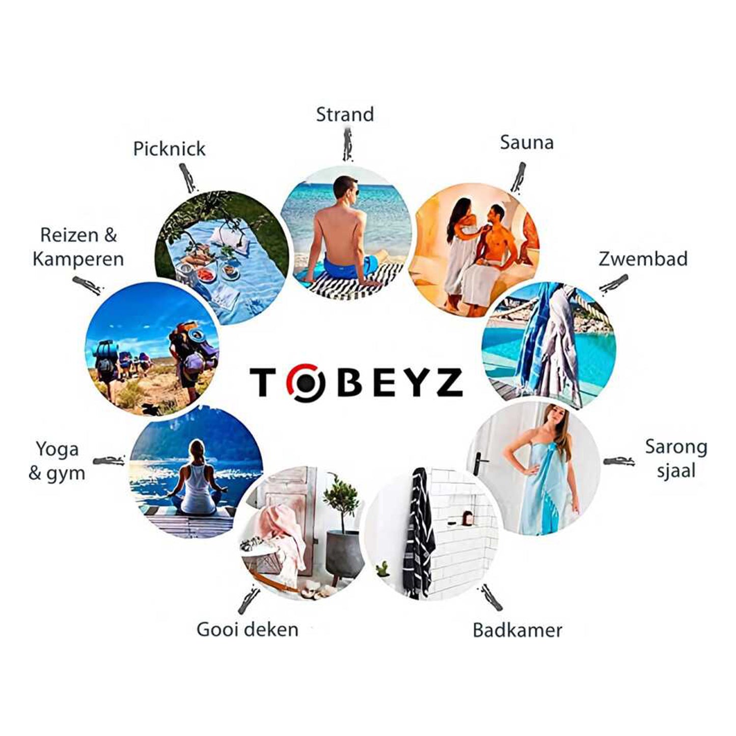 3-Pack Tobeyz Grey Towels 100% Cotton 50x100cm - Spa Sauna Towels