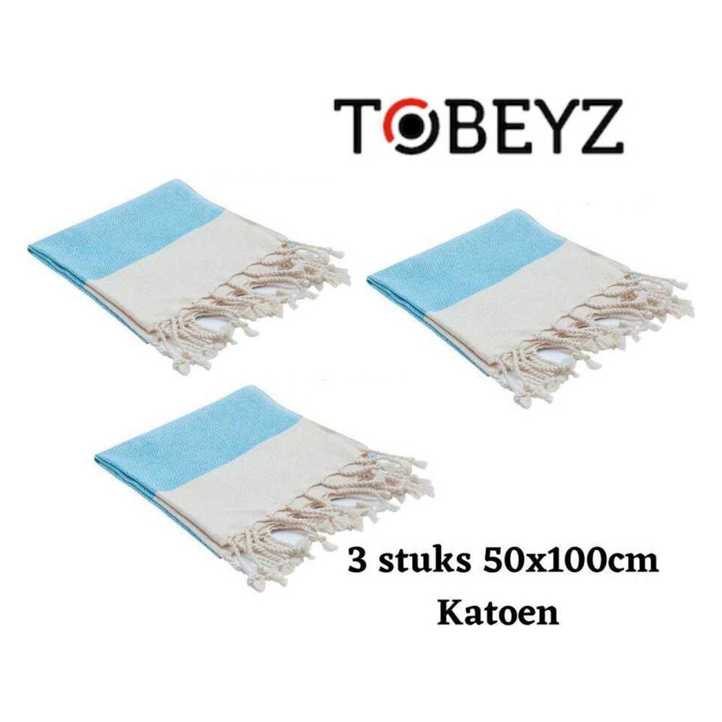 3-Pack Tobeyz Blue Towels 100% Cotton 50x100cm - Spa Sauna Towels