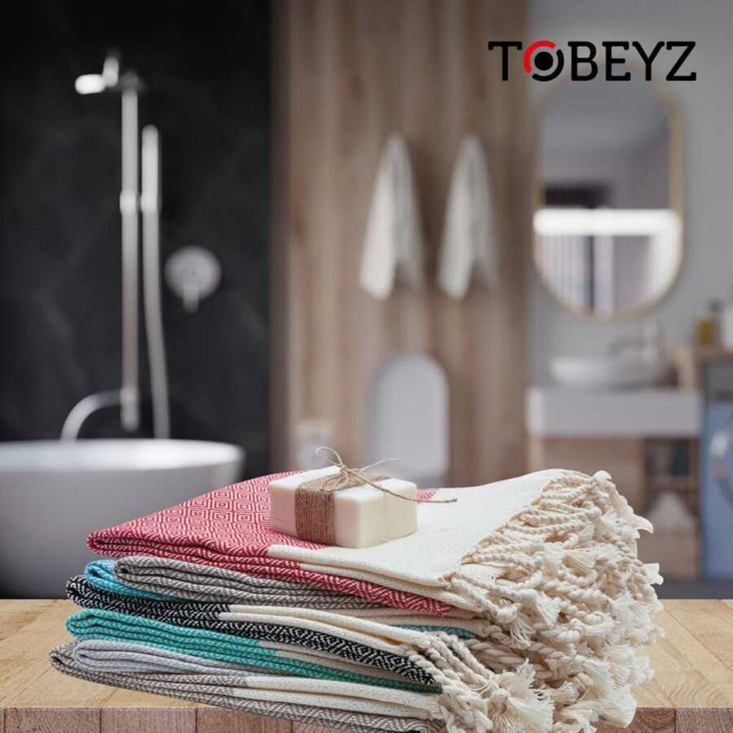 3-Pack Tobeyz Red Towels 100% Cotton 50x100cm - Spa Sauna Towels