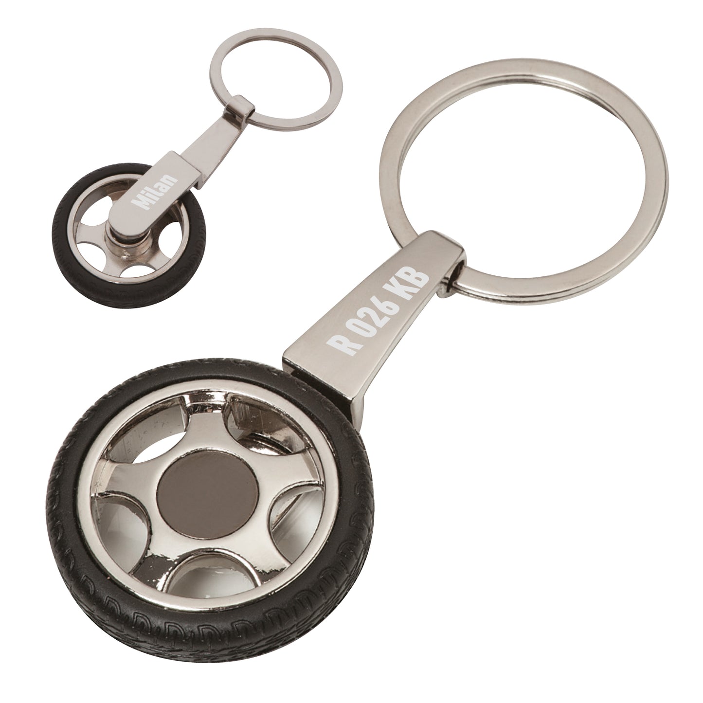 Personalized Tire Keychain β Custom Engraved Car Wheel Keyring