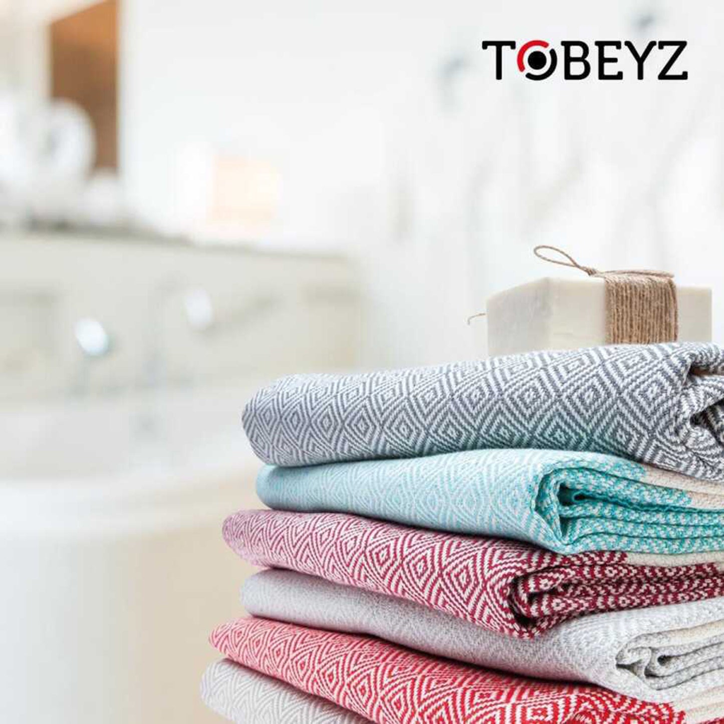 3x Tobeyz Towel Set Brown 100% Cotton 50x100cm - Spa Sauna Towels