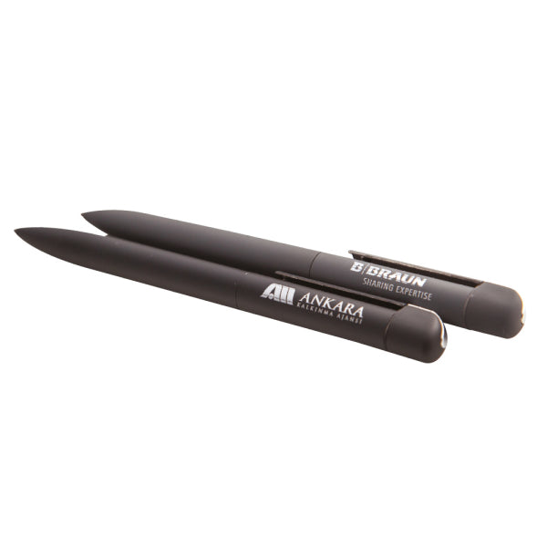 Black Gift Roller Pen Set - Ballpoint & Rollerball Navy Ink 40368