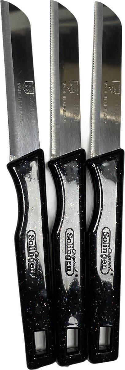 SOLINGEN Premium Serrated Paring Knife Set 3-Piece - German Stainless Steel Ultra-Sharp Kitchen Knives Made in Germany