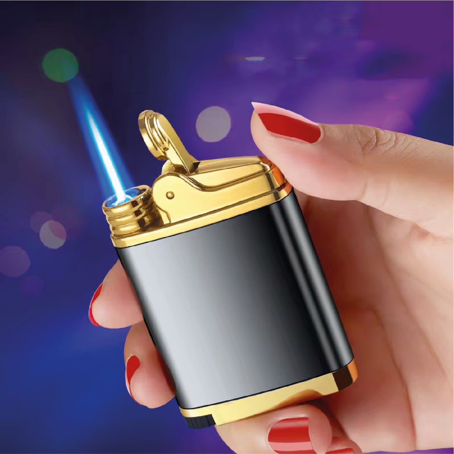 Custom Engraved Butane Lighter - Black Metal Design 55210