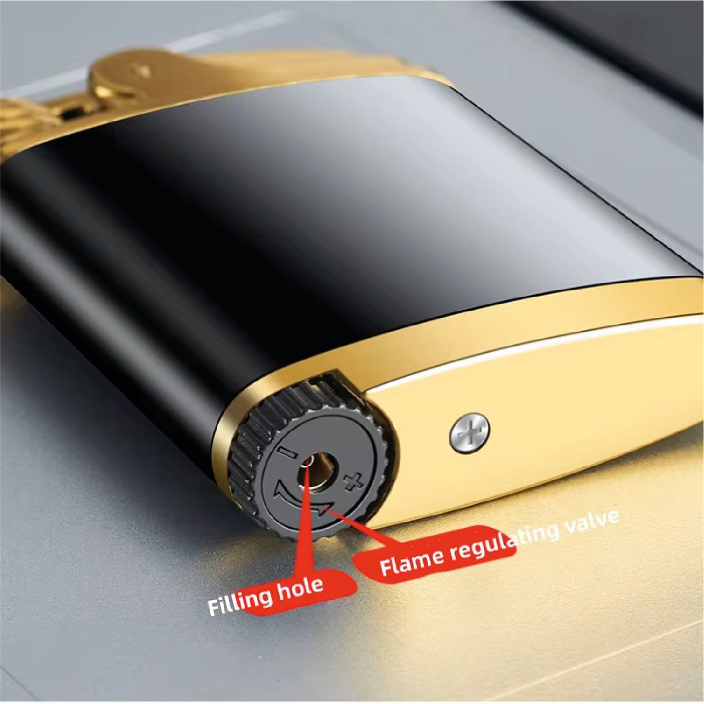 Custom Engraved Butane Lighter - Black Metal Design 55210