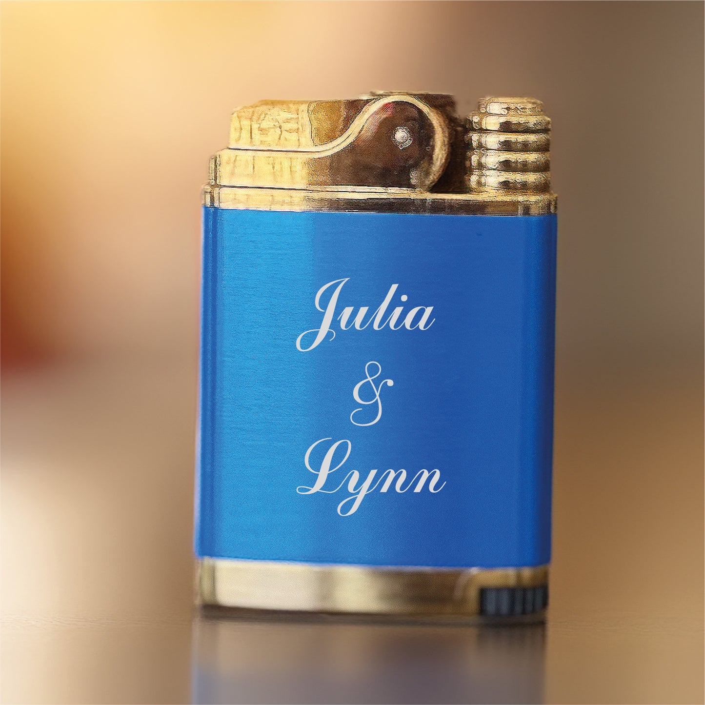 Custom Engraved Butane Lighter - Blue Metal Design 55220
