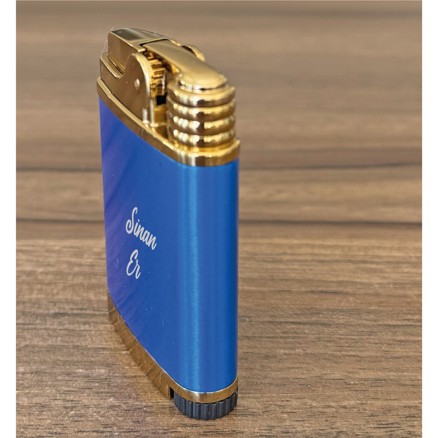 Custom Engraved Butane Lighter - Blue Metal Design 55220