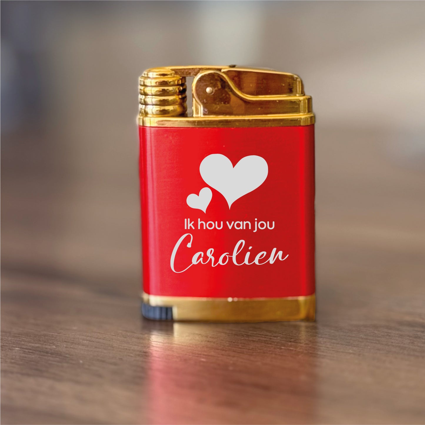 Custom Engraved Butane Lighter - Red Metal Design 55260
