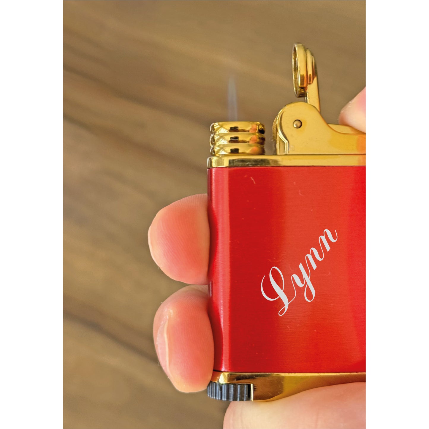 Custom Engraved Butane Lighter - Red Metal Design 55260