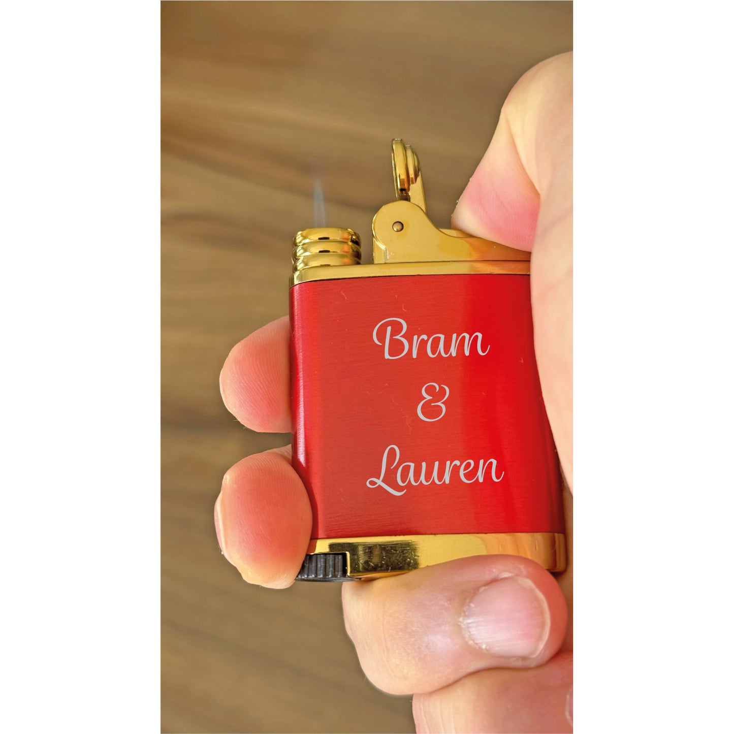 Custom Engraved Butane Lighter - Red Metal Design 55260