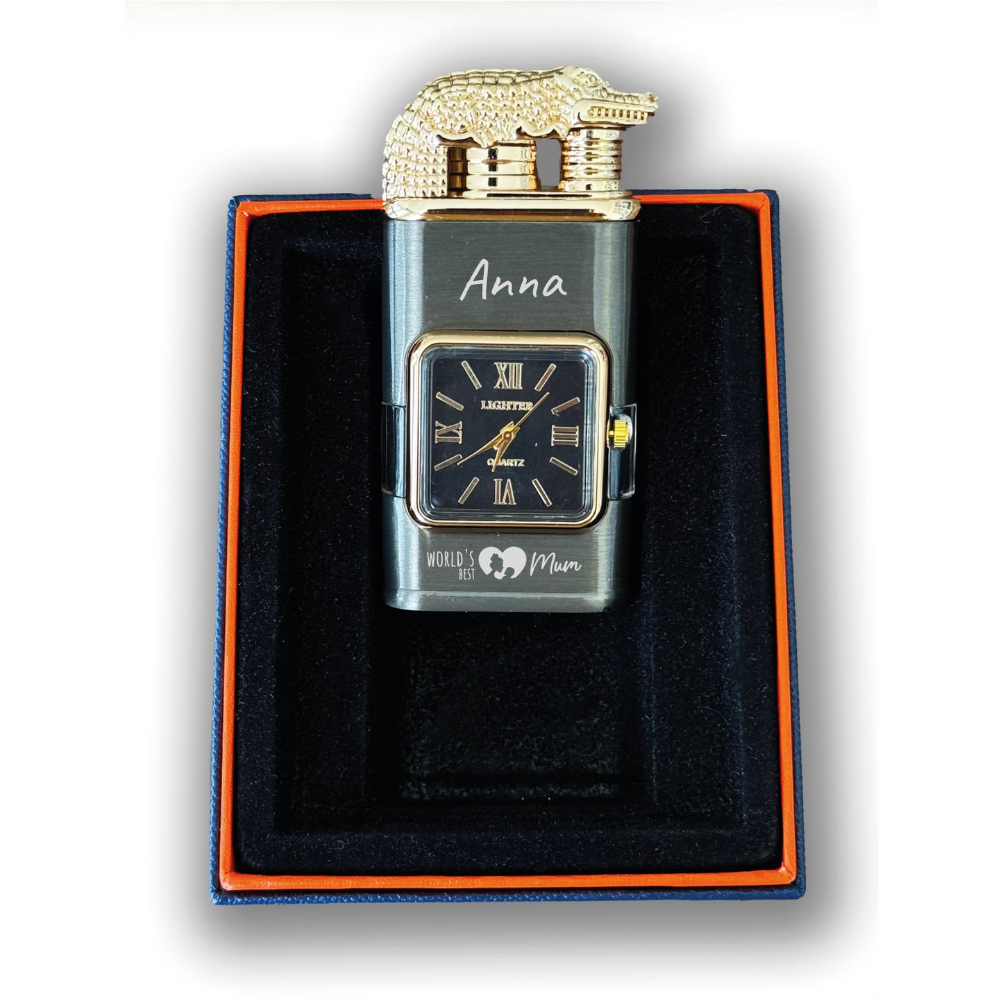 Custom Engraved Butane Lighter - Vintage Watch Bezel Design 55310