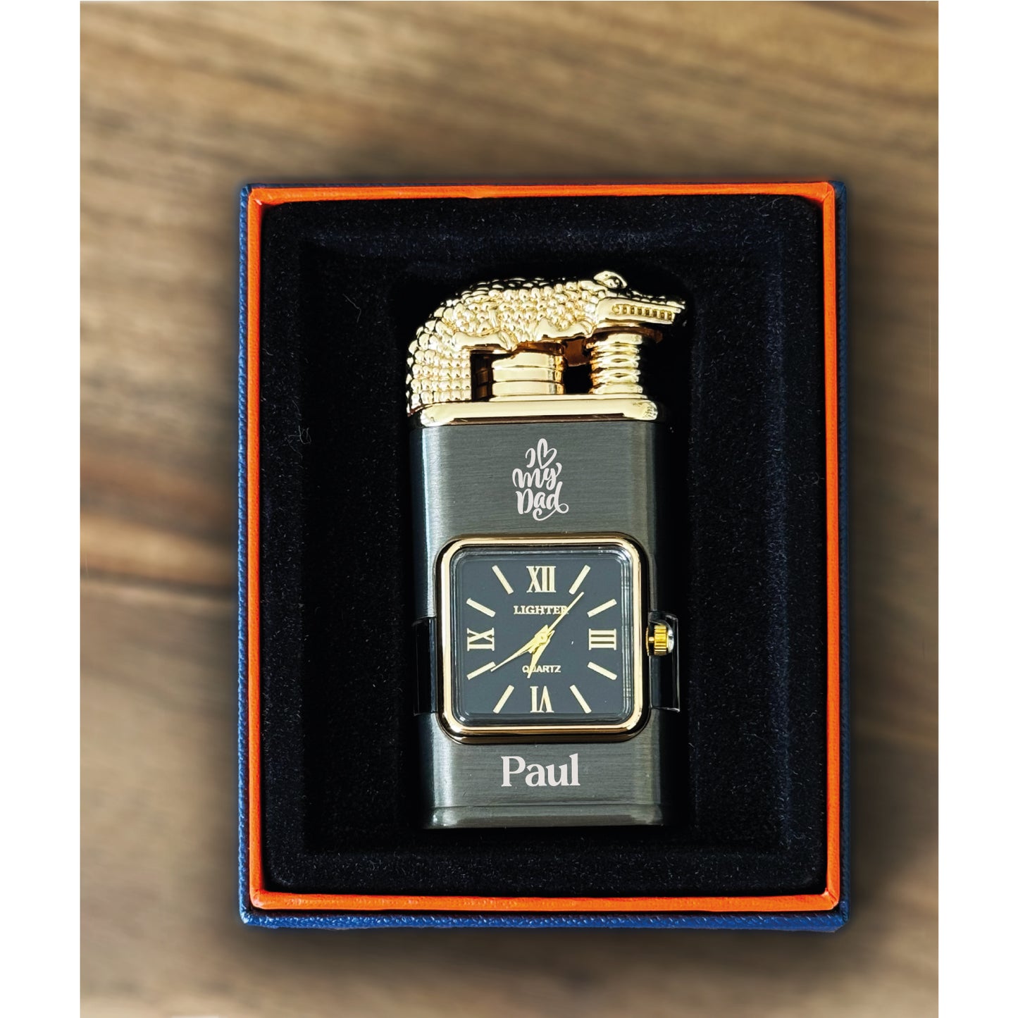 Custom Engraved Butane Lighter - Vintage Watch Bezel Design 55310