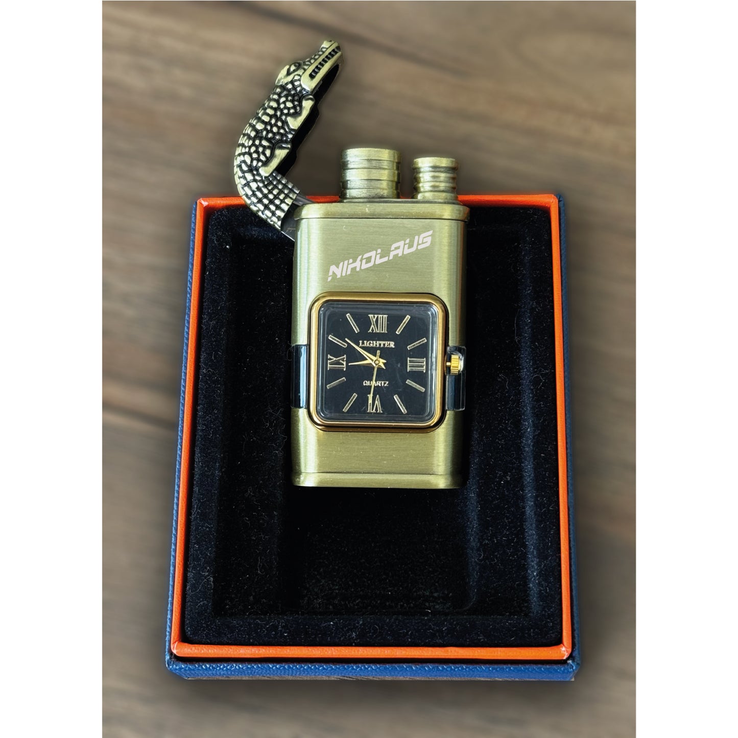 Custom Engraved Butane Lighter - Vintage Watch Bezel Design 55320