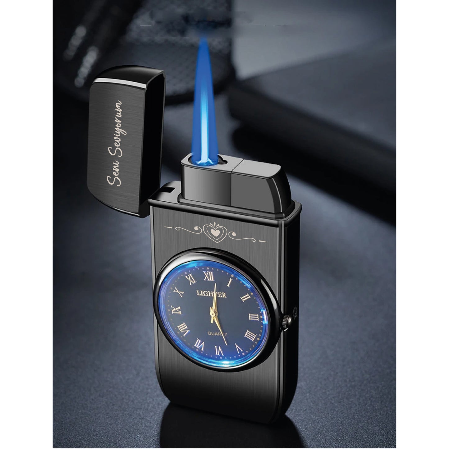 Custom Engraved Butane Lighter - Personalized Metal Watch Design 55350