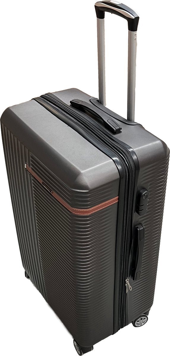 TOBEYZ Suitcase Dark Gray Hand Luggage Medium Rollable on 4 Wheels Sturdy ABS Lightweight Trolley