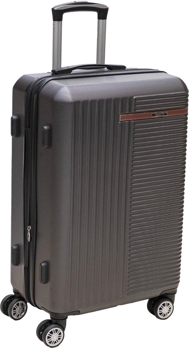 TOBEYZ Suitcase Dark Gray Hand Luggage Medium Rollable on 4 Wheels Sturdy ABS Lightweight Trolley