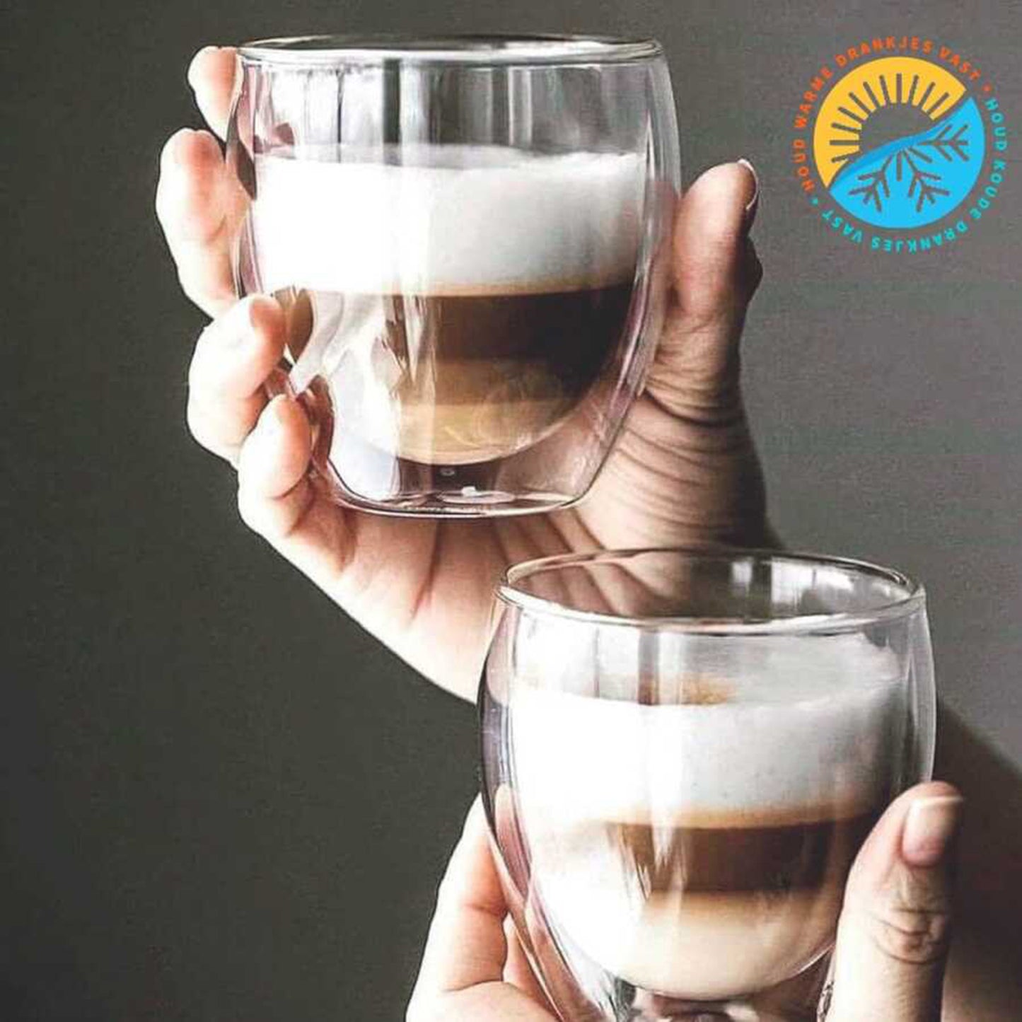 6x Double Wall Coffee Glasses 250ml - Cappuccino Latte Tea Cups