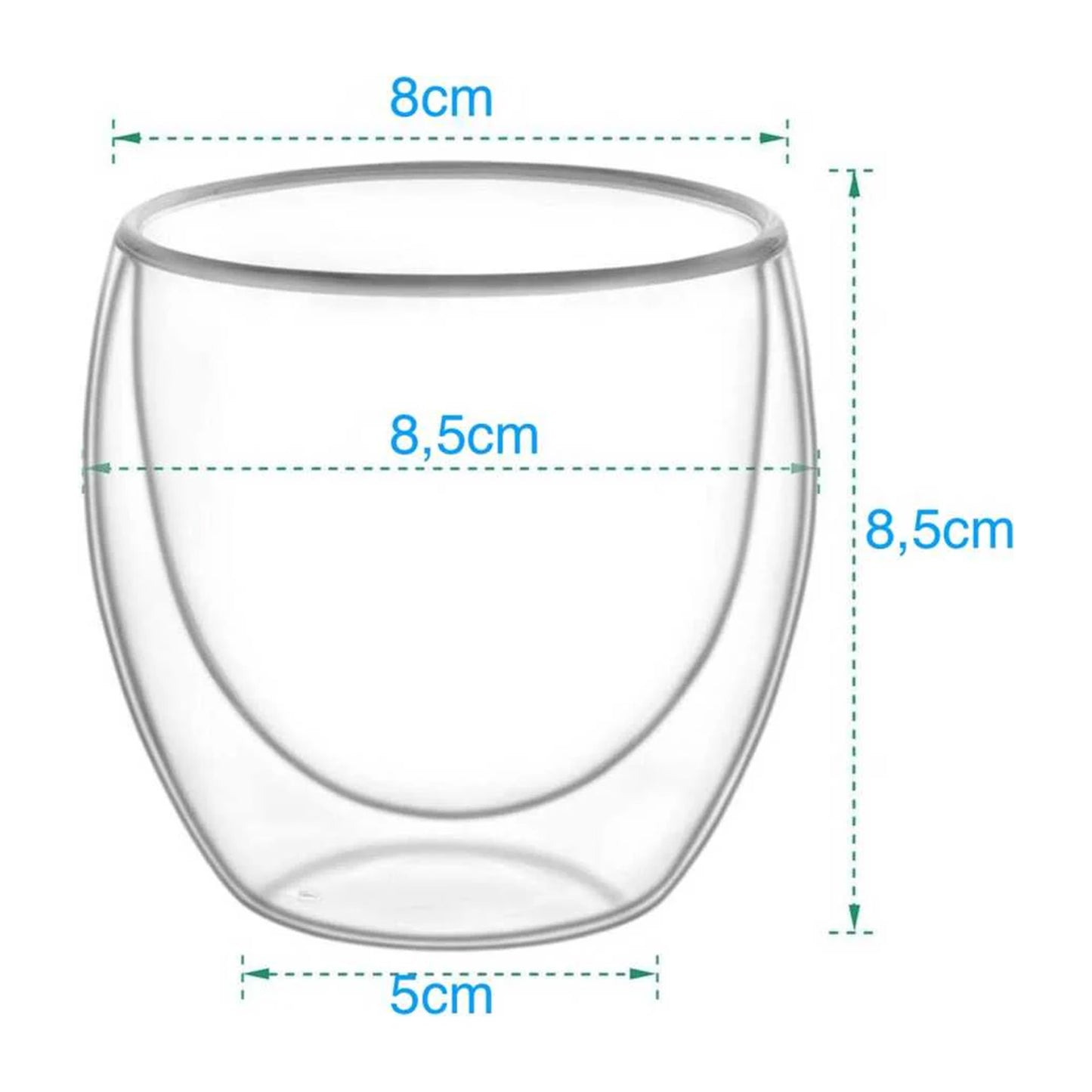 6x Double Wall Coffee Glasses 250ml - Cappuccino Latte Tea Cups