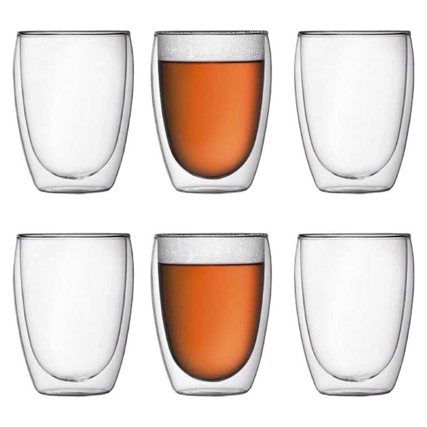 6x Double Wall Coffee Glasses 350 ml - Glass Cappuccino Cup - Latte Glass - Double Wall Tea Glass - Tea - Espresso - Coffee
