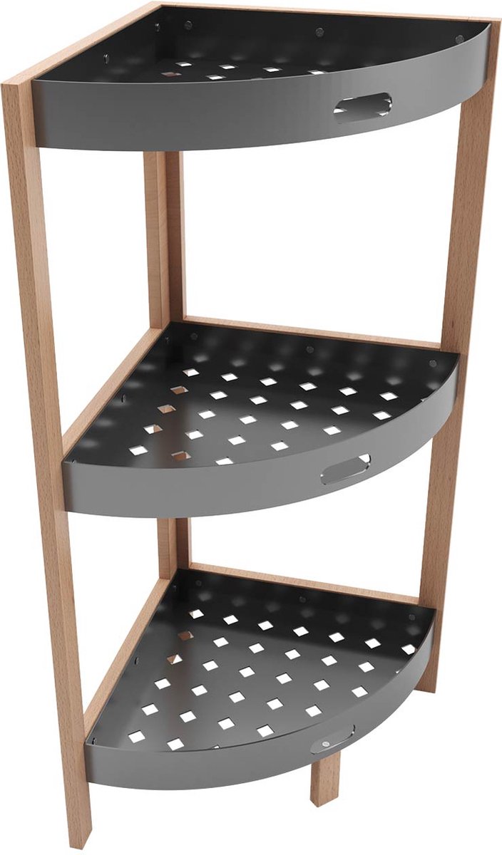 Tobeyz Solid Wood Corner Shelf Stand - 3-Tier Storage Organizer, Space-Saving Corner Cabinet for Home & Office Organization