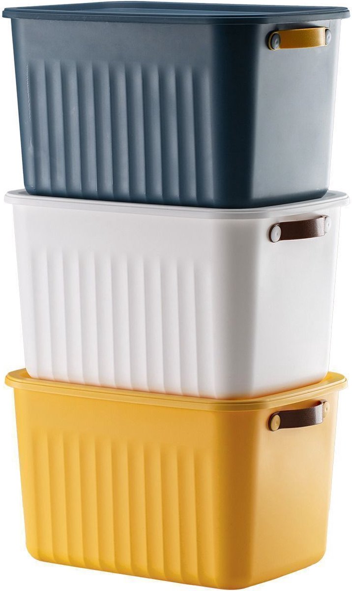 Tobeyz 15L BPA-Free Stackable Storage Bins with Lids - Yellow 3-Pack