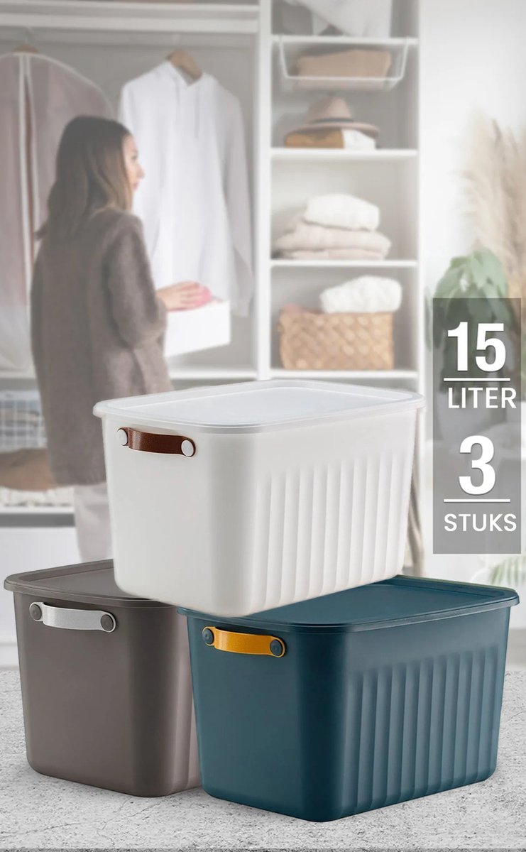 Tobeyz 15L BPA-Free Stackable Storage Bins with Lids - 3 Pack Set