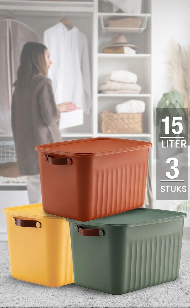 Tobeyz 15L BPA-Free Stackable Storage Bins with Lids - 3 Pack Set