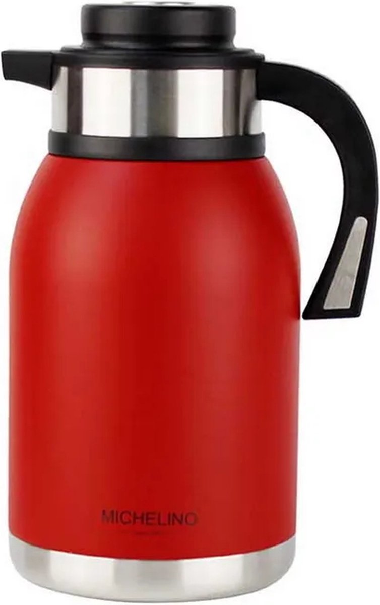 Michelino 54540 Thermos Bottle 2 Liter Double Wall Drink Dispenser Insulated Can Coffee Tea Teapot Nora Red