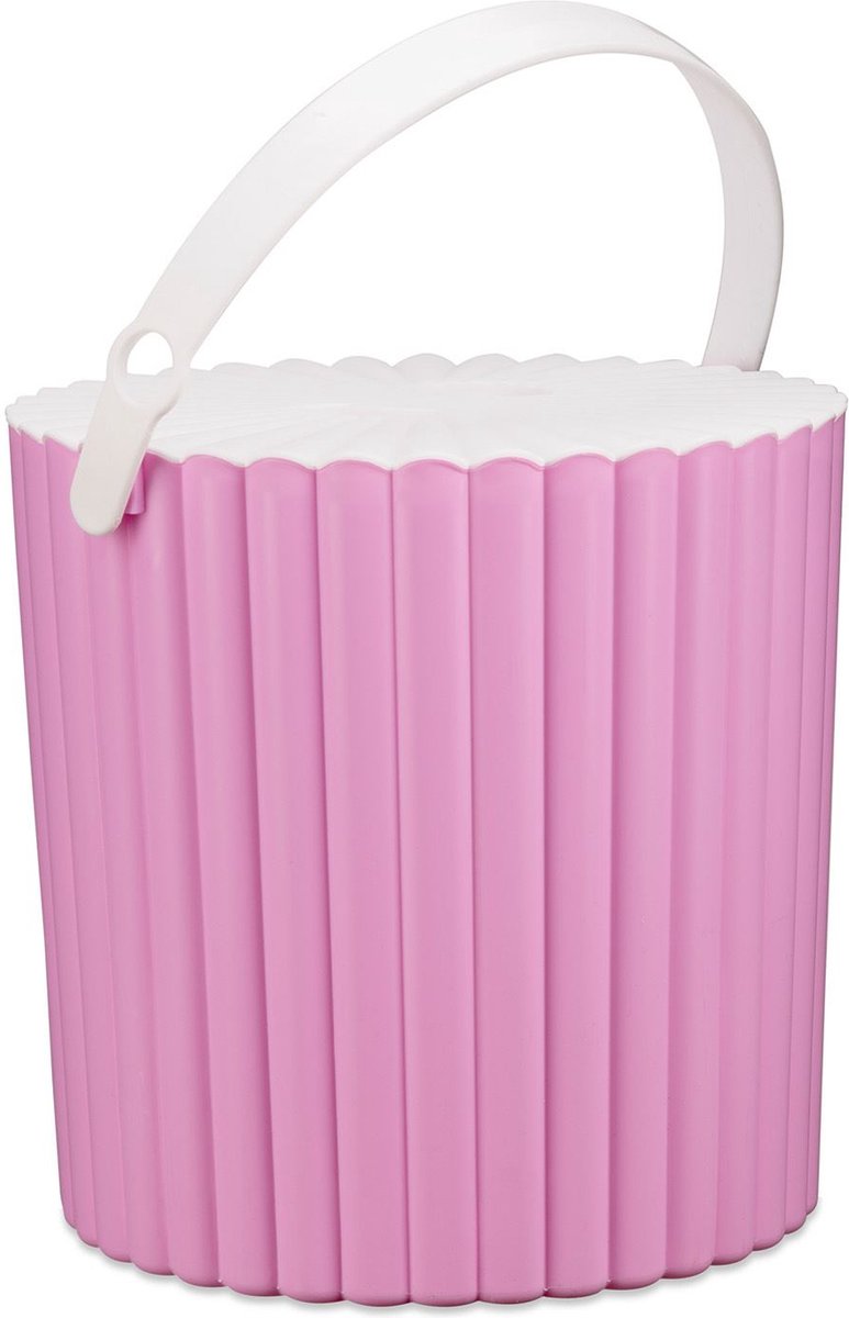TOBEYZ Trend Multifunctional Round Bucket 12L White Lid 3-Piece Set Turquoise Lilac Pink