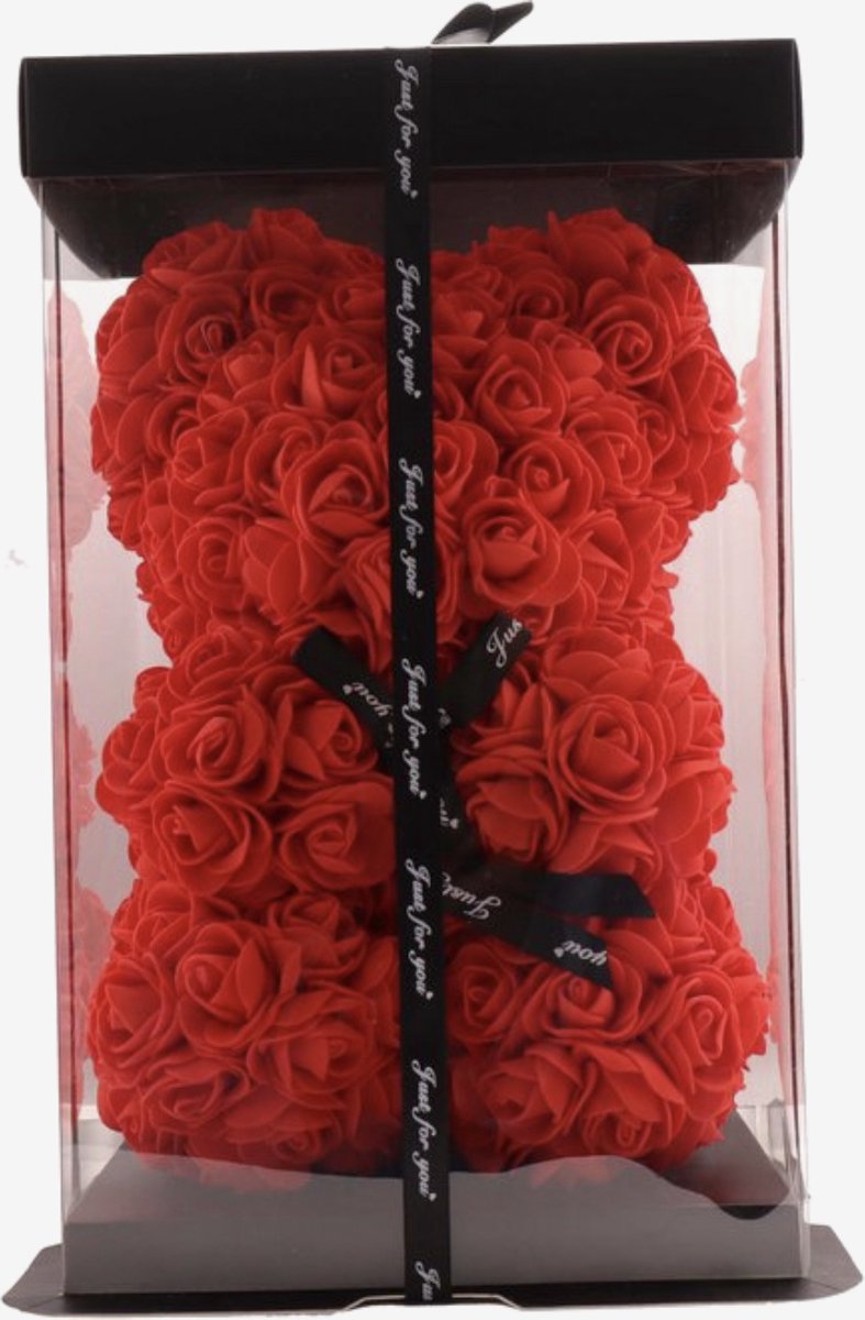 Red Roses Bear 25cm Including Luxury Gift Box Handmade Artificial Rose Teddy Bear Forever Love Gift