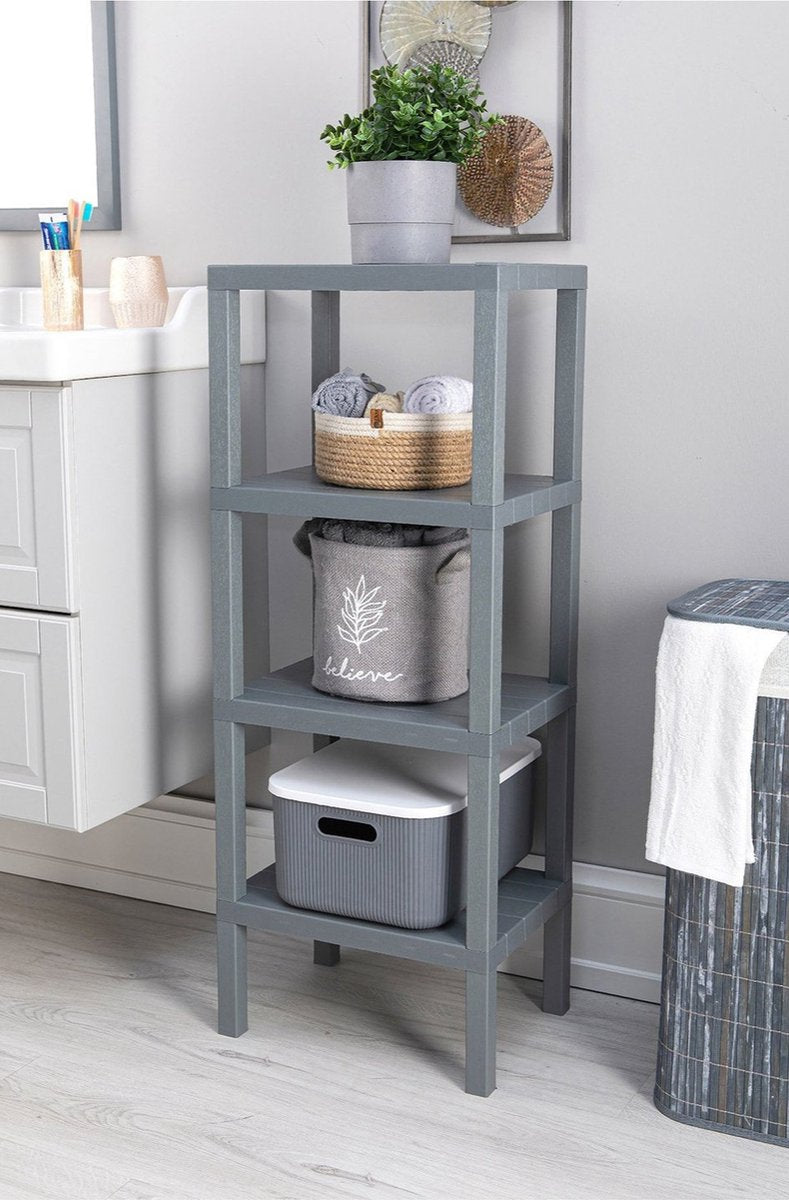 Bathroom Storage Rack Standing 4-Tier Kitchen Storage Rack Standing Grey BPA-Free Multi-Purpose Organization Solution