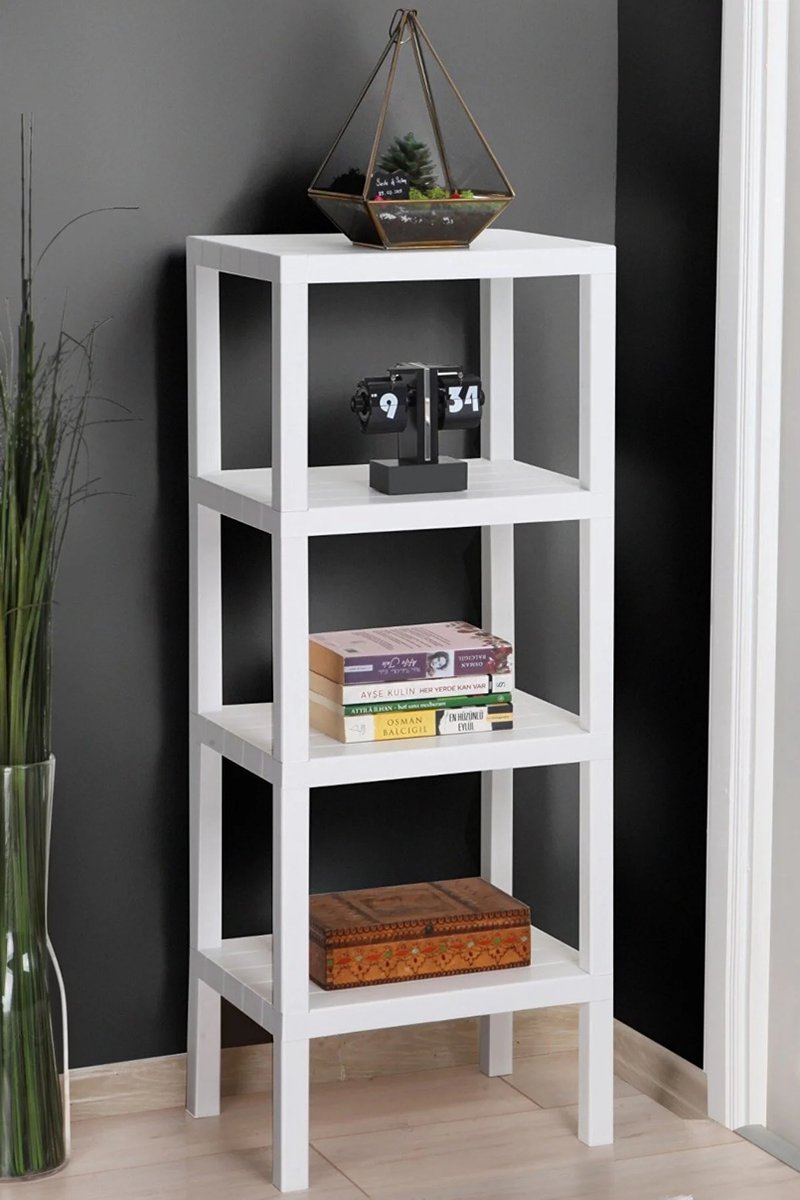 Premium 4-Tier Standing Storage Rack 38x33x100cm - White BPA-Free Multi-Purpose Bathroom and Kitchen Organization System for Maximum Space Efficiency and Modern Storage Solutions