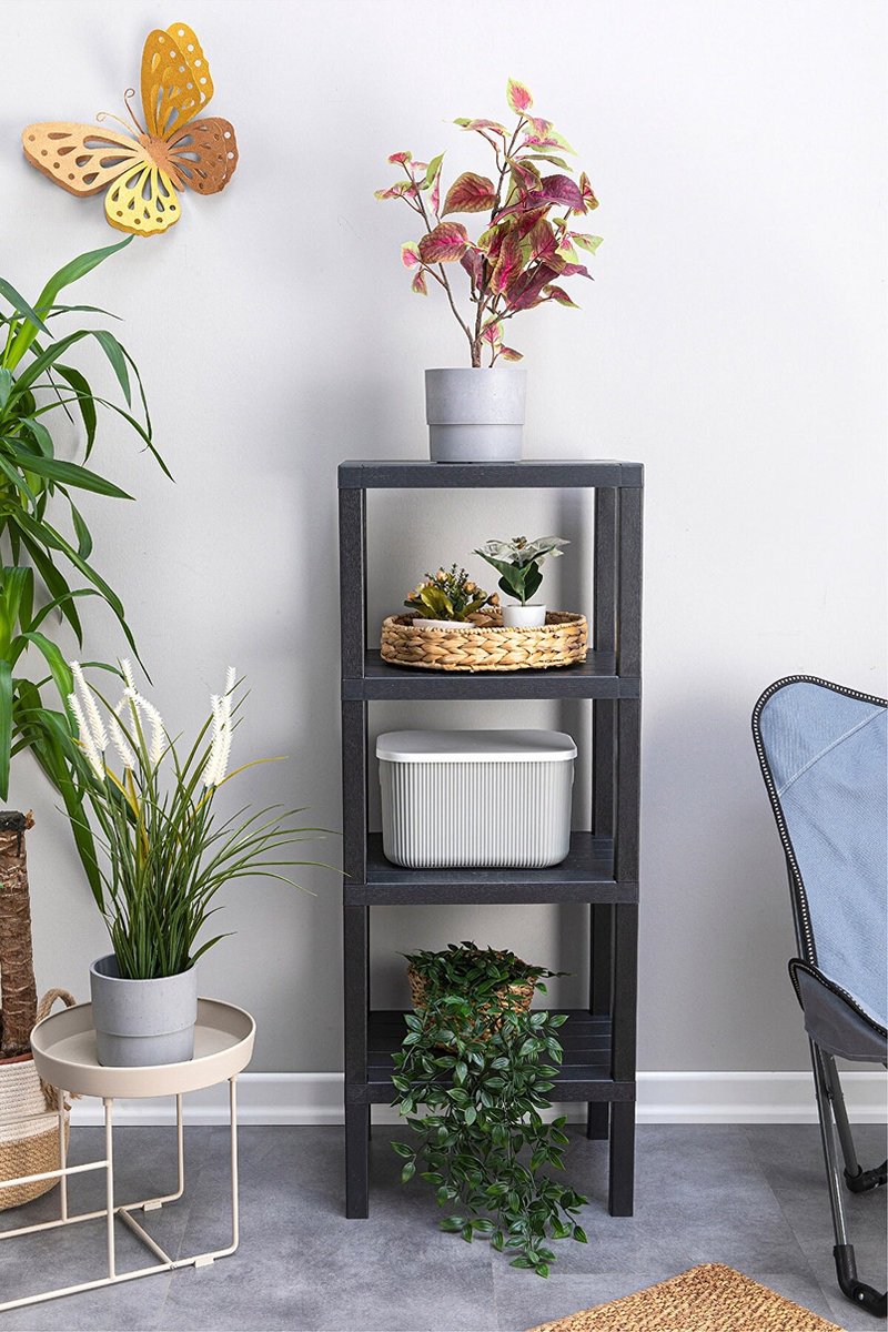 Premium 4-Tier Standing Storage Rack 38x33x100cm - Black BPA-Free Multi-Purpose Bathroom and Kitchen Organization System for Sophisticated Space Solutions and Modern Storage Design