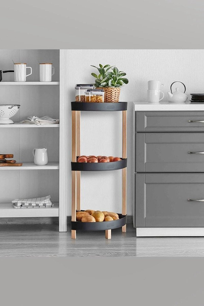 Tobeyz Solid Wood Corner Shelf Stand - 3-Tier Storage Organizer, Space-Saving Corner Cabinet for Home & Office Organization