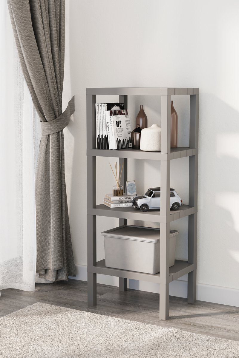 TOBEYZ Premium 4-Tier Standing Storage Rack Grey - BPA-Free Multi-Purpose Bathroom Kitchen Organizer Shelf System