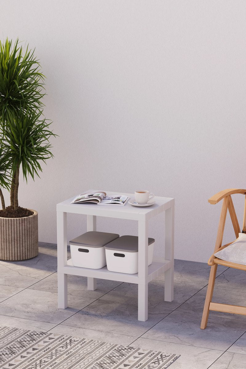 TOBEYZ Storage Rack White - Bathroom Shelf Standing 2 Levels Kitchen Storage Rack BPA-Free