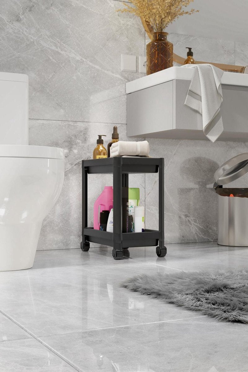 Tobeyz Kitchen Organizers - Under Sink Cabinet Organizer Black Anthracite, Two-Tier Spice Rack & Bathroom Organizer with Sliding Drawers