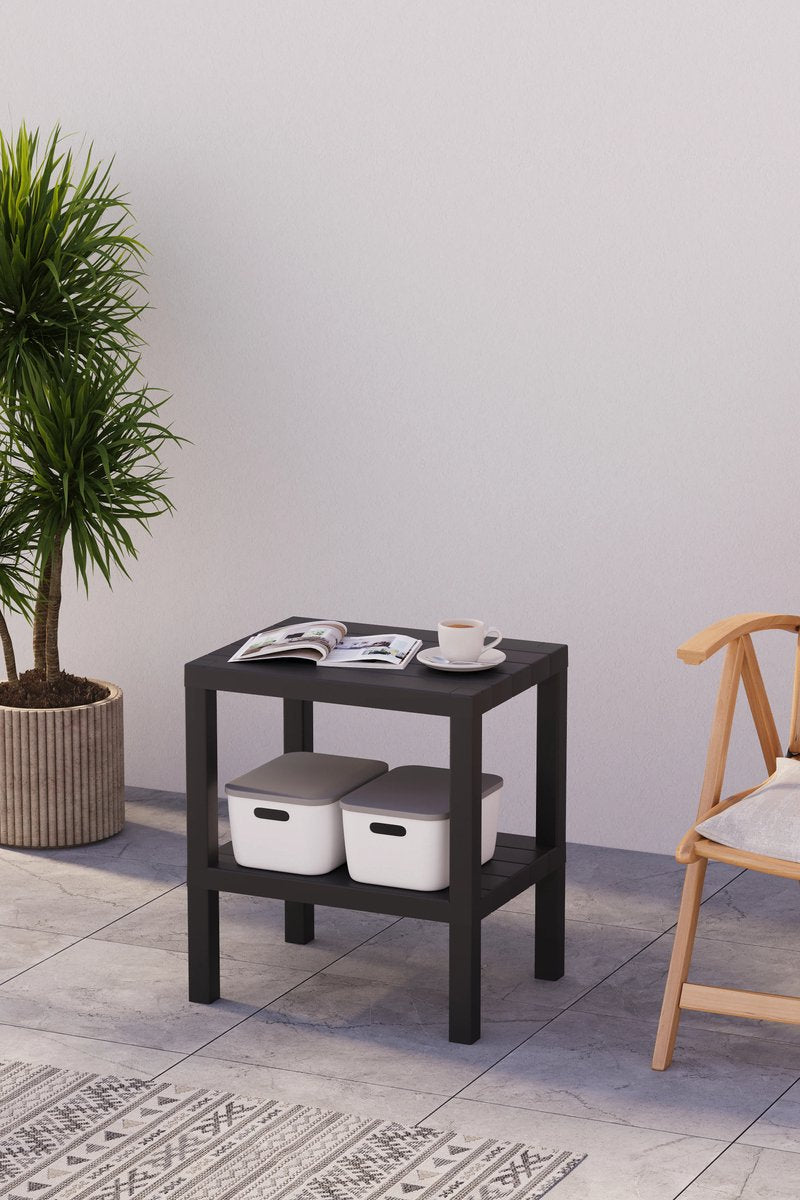 TOBEYZ Storage Rack - Bathroom Shelf Standing 2 Levels Black Kitchen Storage Rack BPA-Free