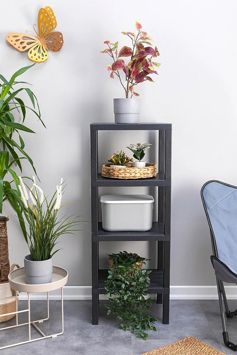 Black 4-Tier Storage Rack BPA-Free - Multi-Purpose Home Organizer