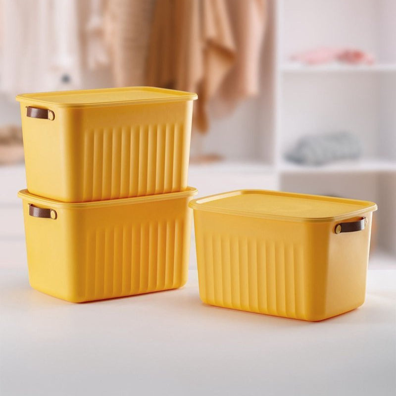 Tobeyz 15L BPA-Free Stackable Storage Bins with Lids - Yellow 3-Pack